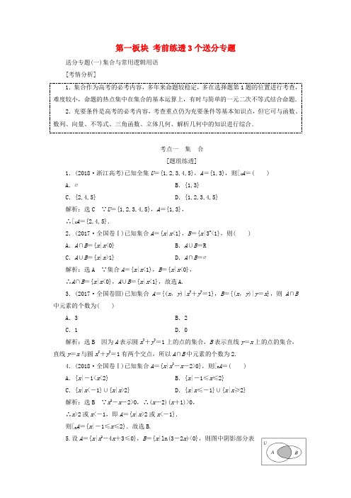 (浙江专用)2019高考数学二轮复习 第一板块 考前练透3个送分专题学案