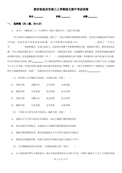 陕西省延安市高三上学期语文期中考试试卷