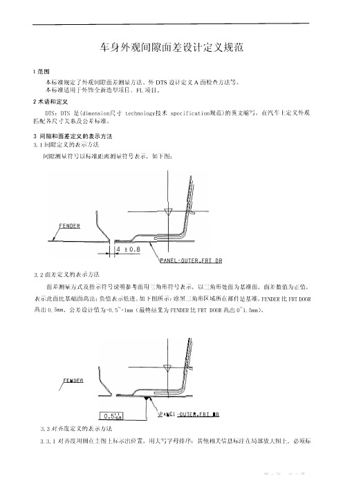 车身外观间隙面差设计定义规范