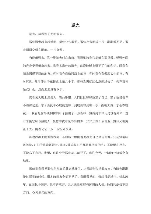 逆光_初中初二作文800字