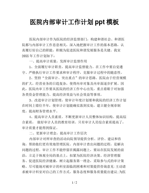 医院内部审计工作计划ppt模板