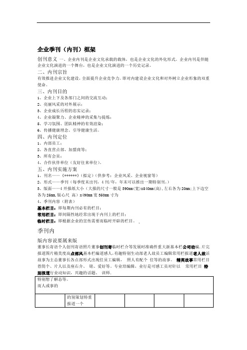 企业内刊季刊框架