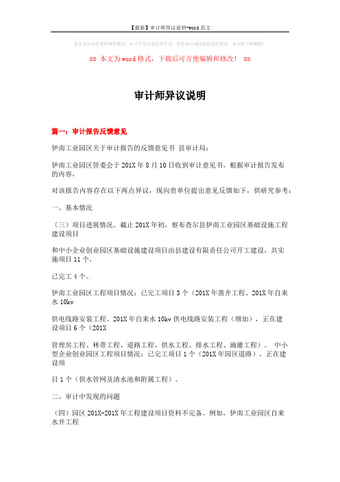 【最新】审计师异议说明-word范文 (9页)