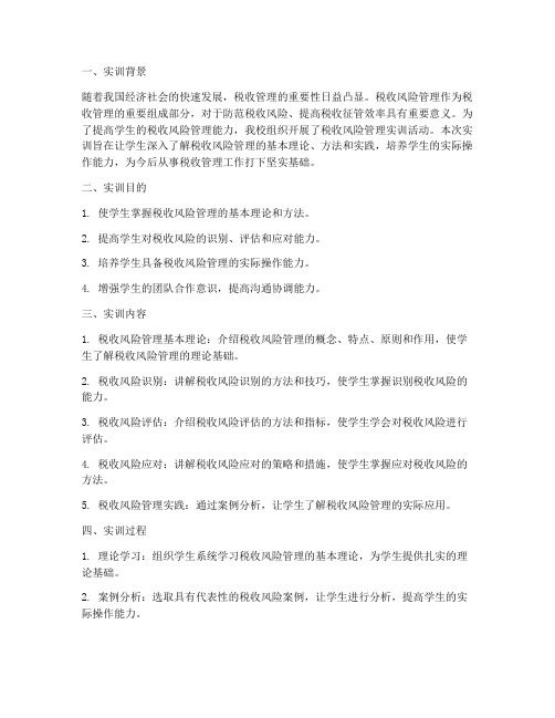 税收风险管理实训报告总结