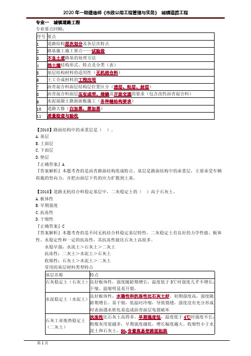 一建【市政】讲义：城镇道路工程0101