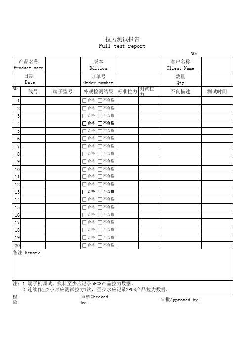 拉力测试报告