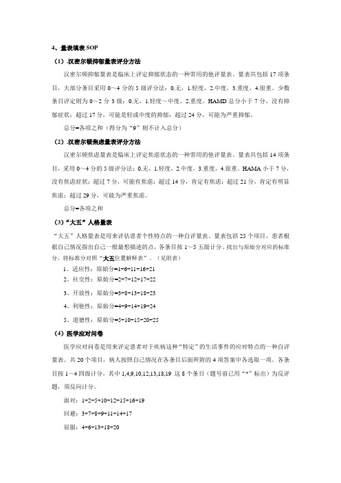 量表评分方法