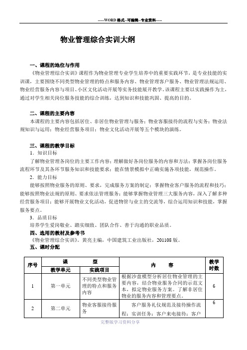 物业管理综合实训大纲