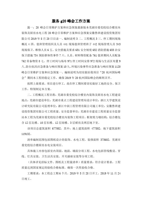最新-服务g20峰会工作方案 精品