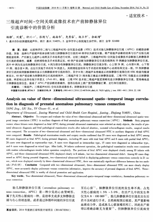 三维超声时间-空间关联成像技术在产前肺静脉异位引流诊断中的价值分析