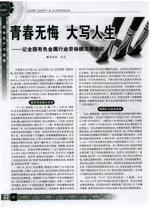 青春无悔  大写人生——记全国有色金属行业劳动模范黄道钦