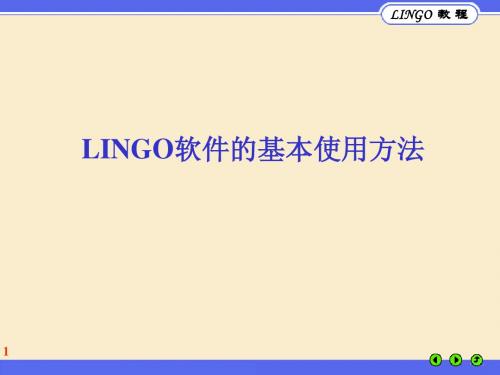 LINGO教程   华中科技大学  基本语法