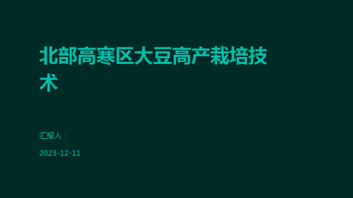 北部高寒区大豆高产栽培技术