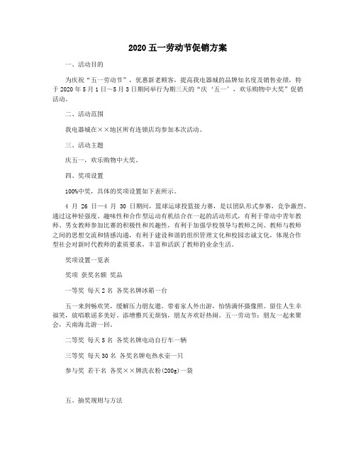 2020五一劳动节促销方案