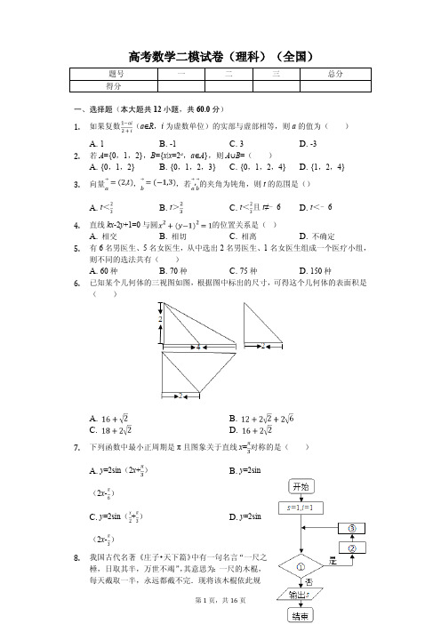 宁夏银川一中高考数学二模试卷(理科)  