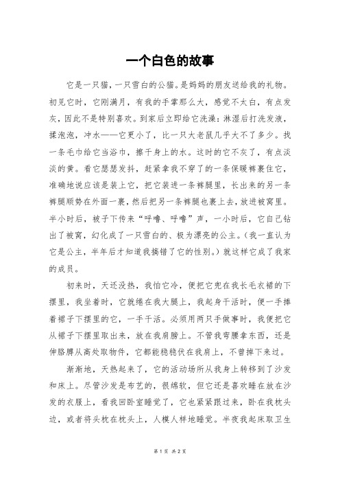 一个白色的故事_高二作文