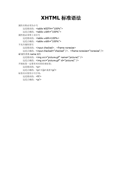 XHTML编码规范(1)