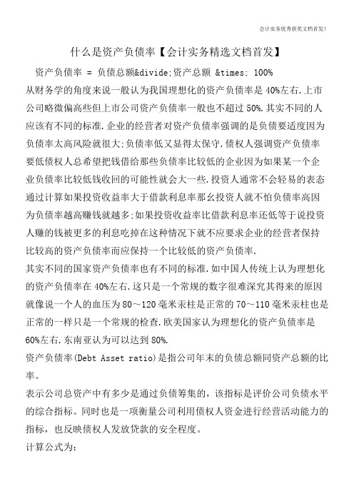 什么是资产负债率【会计实务精选文档首发】