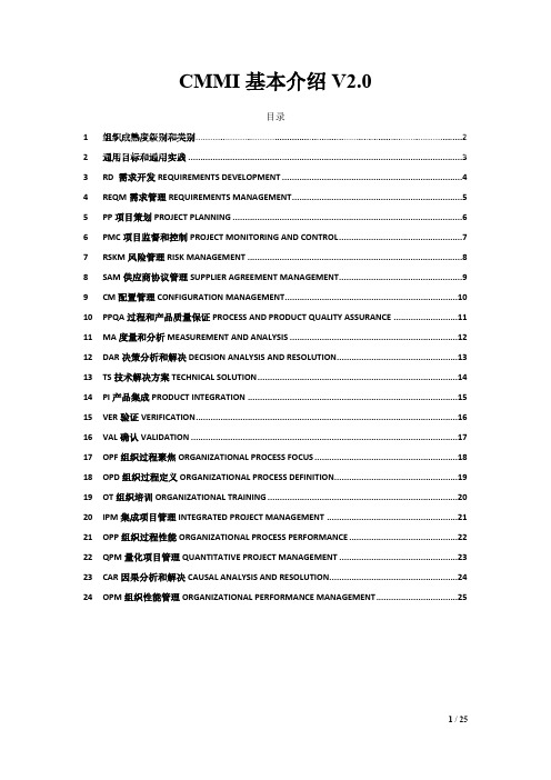 (完整版)CMMI过程域总结v2.0,推荐文档