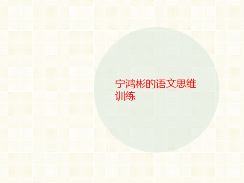 宁鸿彬的语文思讲义维训练