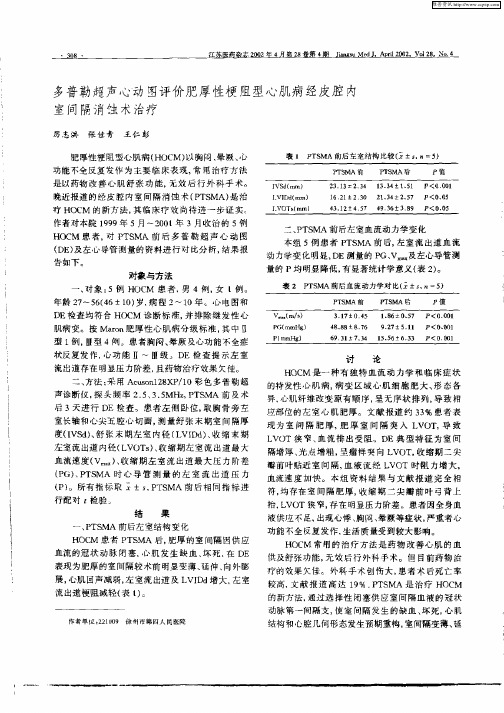 多普勒超声心动图评价肥厚性梗阻型心肌病经皮腔内室间隔消蚀术治疗