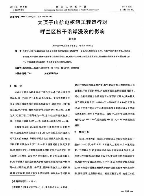 大顶子山航电枢纽工程运行对呼兰区松干沿岸浸没的影响