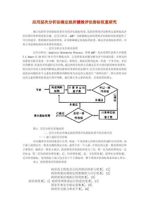 应用层次分析法确定政府绩效评估指标权重研究