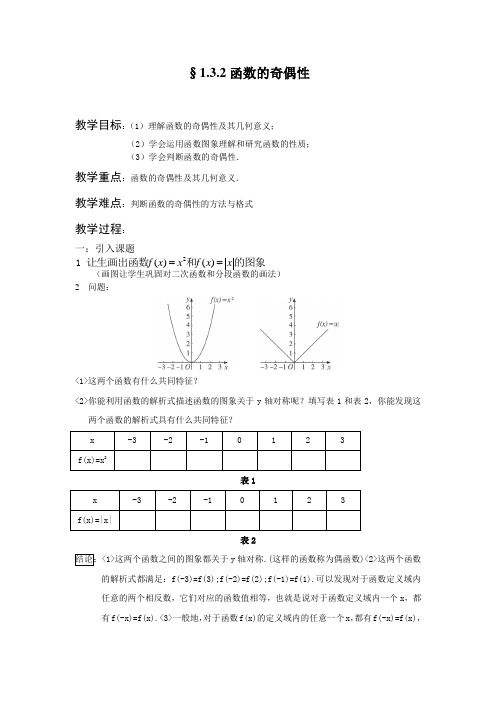 函数的奇偶性教案