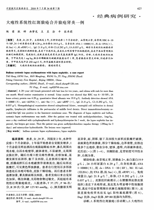 大疱性系统性红斑狼疮合并狼疮肾炎一例