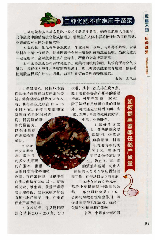 三种化肥不宜施用于蔬菜
