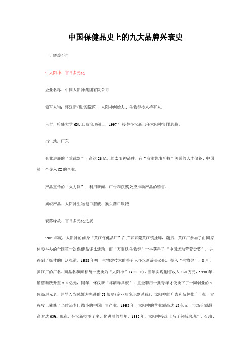 中国保健品史上的九大品牌兴衰史