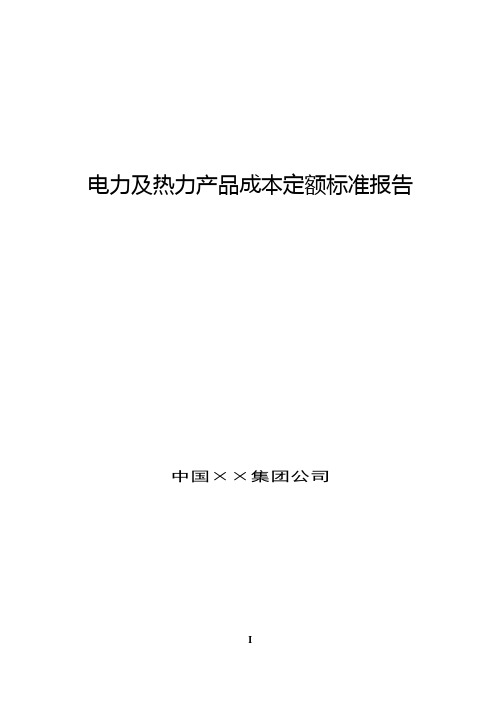 集团公司电力及热力产品成本定额标准报告