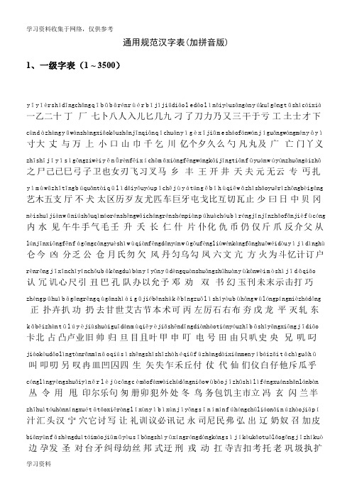 通用汉字表(带拼音)