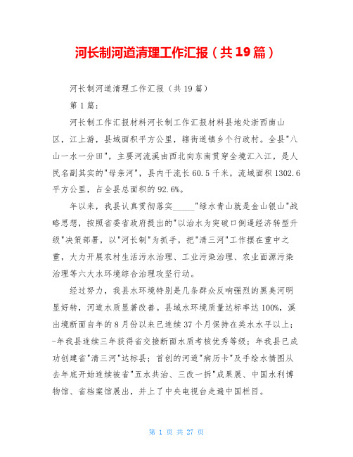 河长制河道清理工作汇报(共19篇)
