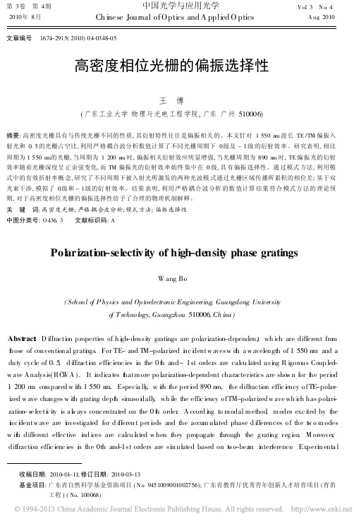 高密度相位光栅的偏振选择性