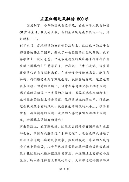 最新精品作文：五星红旗迎风飘扬_800字作文