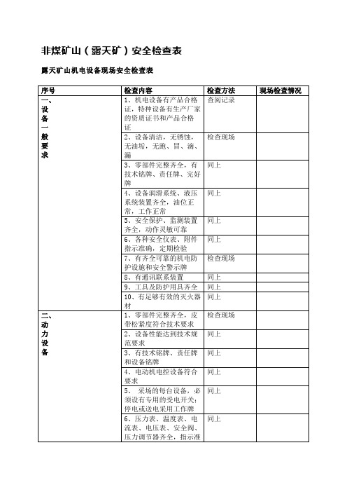 非煤矿山(露天矿)安全检查表