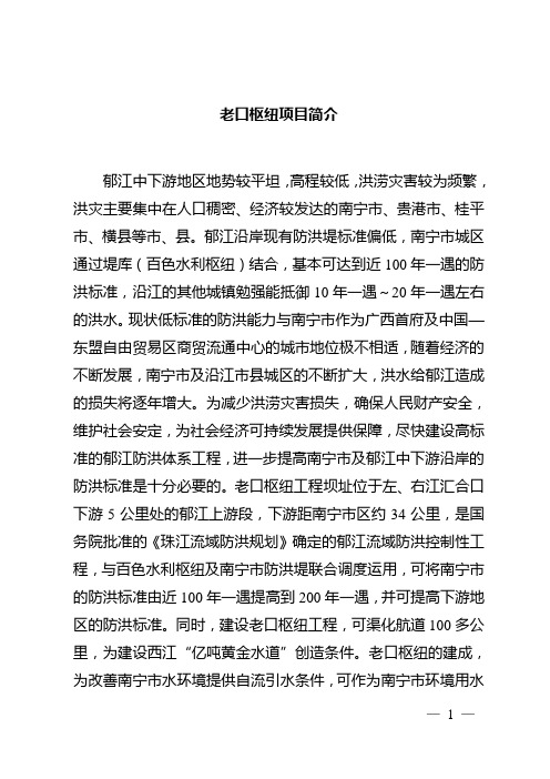 老口枢纽项目简介