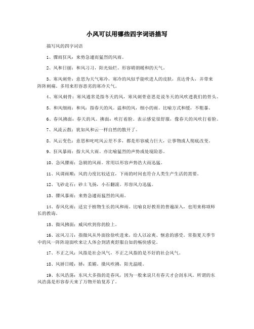 小风可以用哪些四字词语描写
