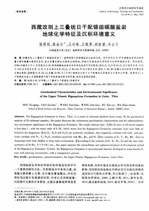 西藏改则上三叠统日干配错组碳酸盐岩地球化学特征及沉积环境意义