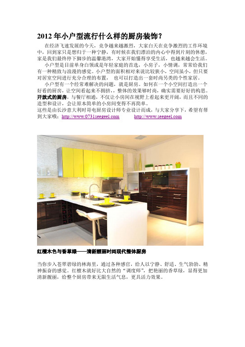 2012年小户型流行什么样厨房装饰？