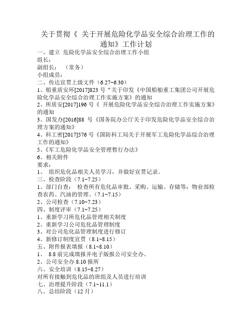 危险化学品综合治理计划