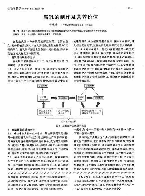 腐乳的制作及营养价值