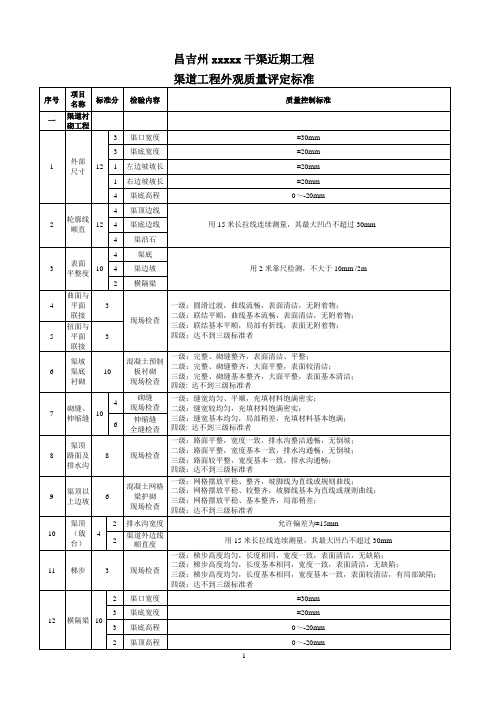 渠道工程外观质量评定标准-定
