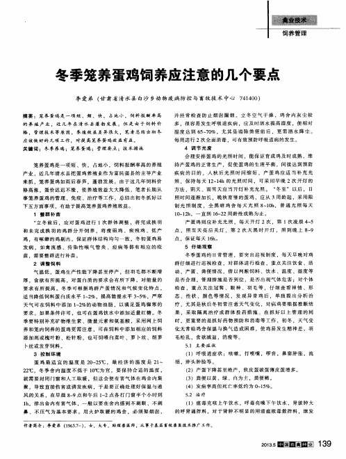 冬季笼养蛋鸡饲养应注意的几个要点