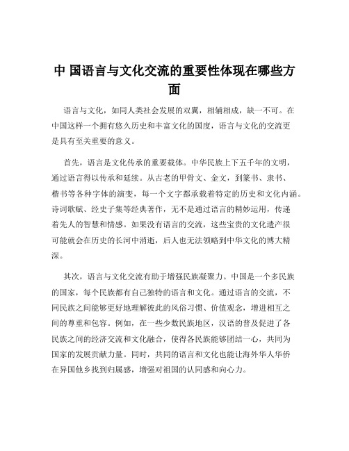 中 国语言与文化交流的重要性体现在哪些方面