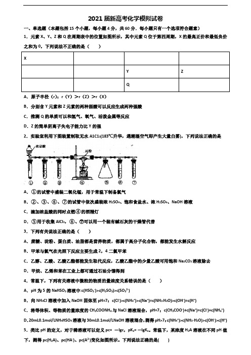 山东省潍坊市2019-2020学年高考化学达标检测试题