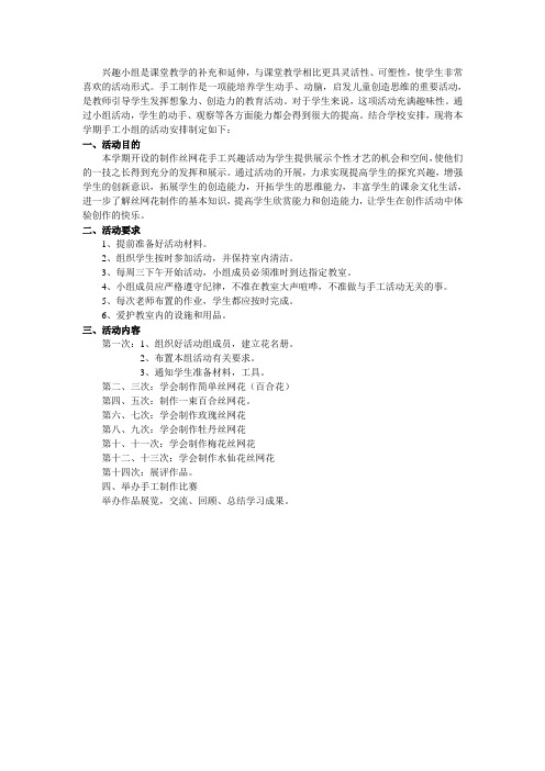 丝网花兴趣小组活动计划