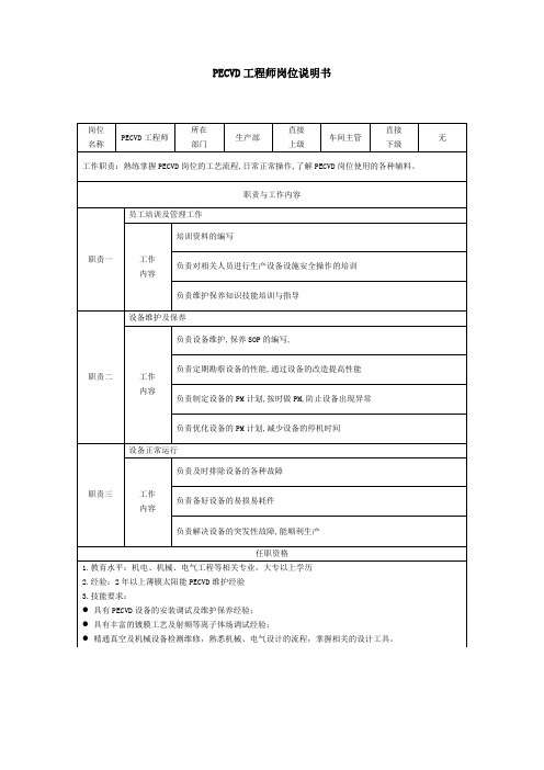 岗位说明书-PECVD设备工程师_Rev 0