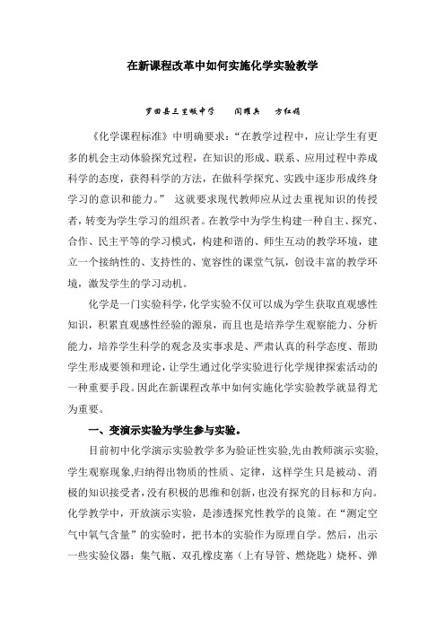 在新课程改革中如何实施化学实验教学 闫  方